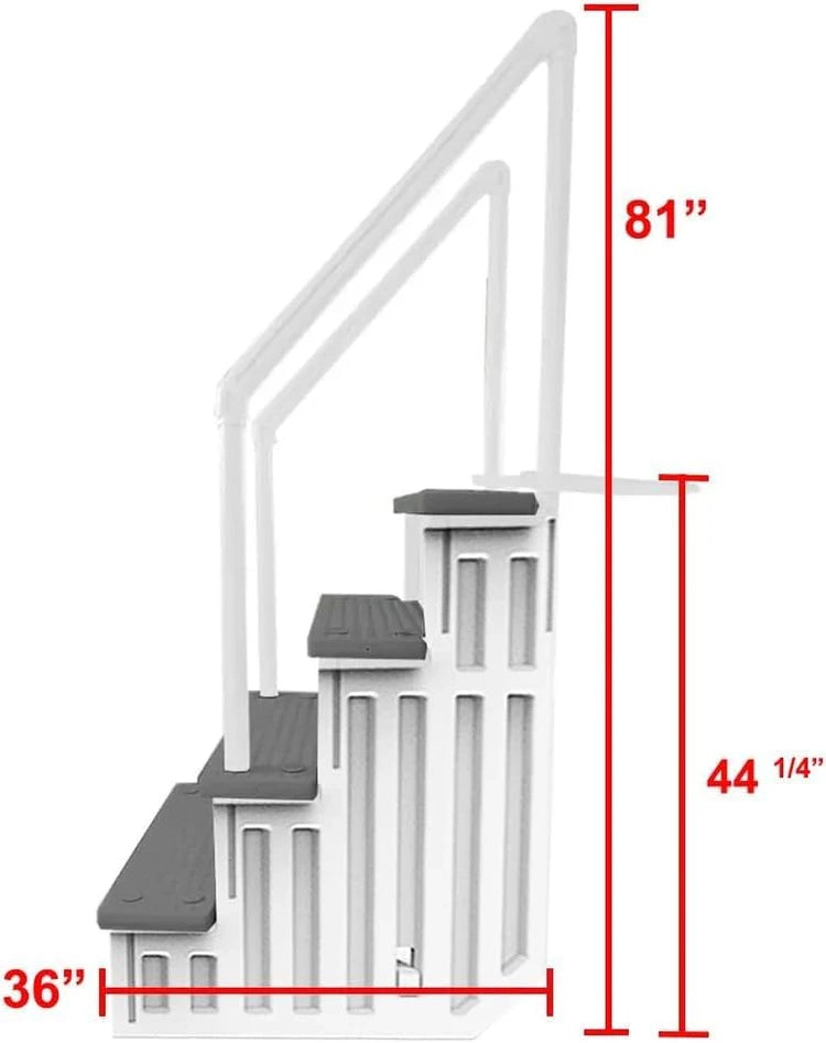 Select Anti-Slip in-Pool Steps, Gray, for Above Ground Swimming Pools, Can Mount to Decks 48" to 54" H, Safety Stairs Capacity up to 300 Lbs