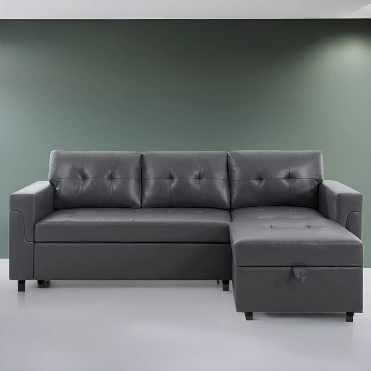 Reversible Sectional Sofa with Pull-Out Sleeper Bed, Hidden Storage Chaise, Durable Legs
