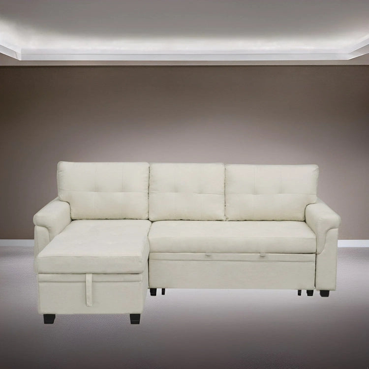 Reversible Sectional Sofa with Pull-Out Sleeper Bed, Hidden Storage Chaise, Durable Legs