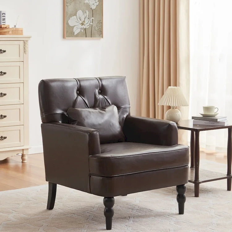 Set of 2 Arm Chair Upholstered Button Tufted Accent Chair with Lumbar Pillow Beige/Grey/Light Blue