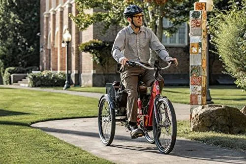Schwinn Meridian Adult Tricycle Bike Mens and Womens Three Wheel Beach Cruiser 26-Inch Wheels Low Step-Through Frame Wide Seat Rear Folding Basket Sin