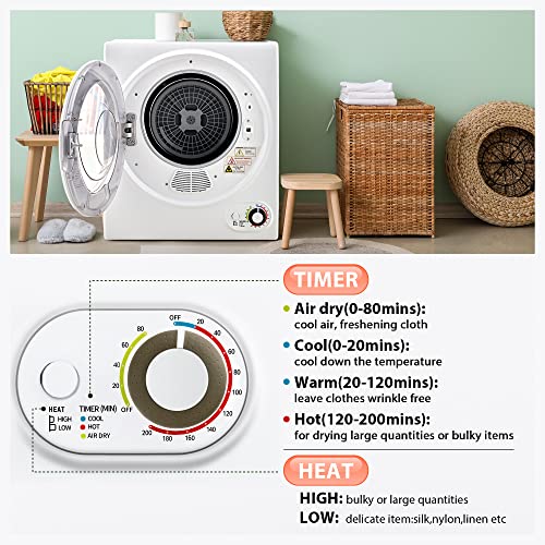 Portable Clothes Dryer 850W, 1.5 Cu. Ft., Compact & Quiet, Wall-Mountable, Etl Certified, Ideal for Small Spaces