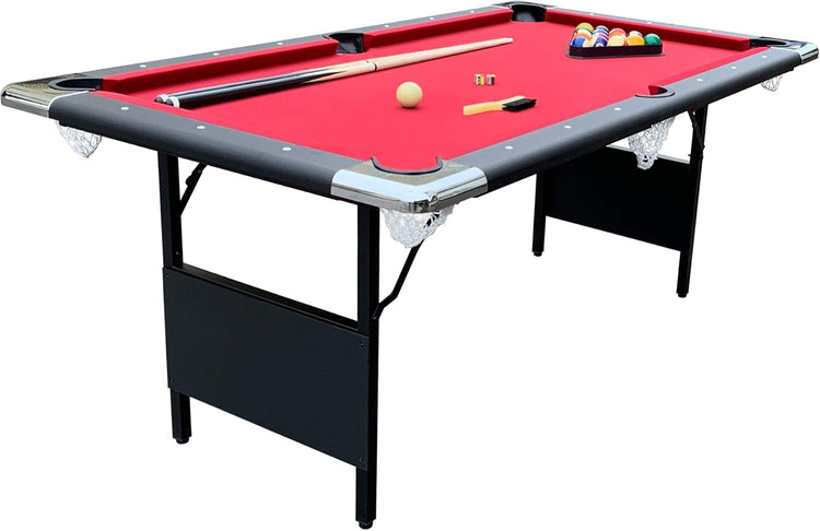 Hathaway Fairmont 6 Ft Portable Pool Table, Adults Folding Billiards Tables for Game Room with Easy Foldable Storage