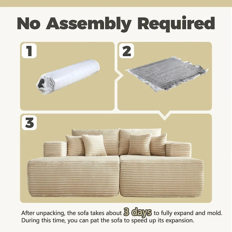 Hooowooo Modern Plush Sectional Sofa L-Shaped Couch with Removable Ottoman