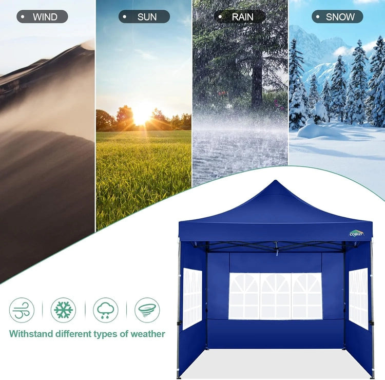Cobizi 10x20 Heavy Duty Pop up Canopy Tent with 6 Sidewalls Easy up Commercial Outdoor Canopy Wedding Party Tents