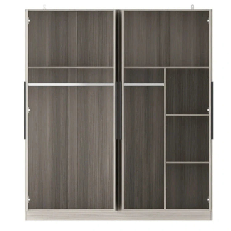 Modern Freestanding Solid Wood Wardrobe Closet with Storage Shelves