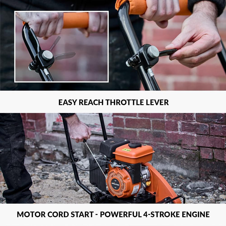 Electric Compactor Plate - Ideal for Levelling Pavement, Artificial Turf Ground Preparation, Patio, Blockwork, Sand, Soil & More