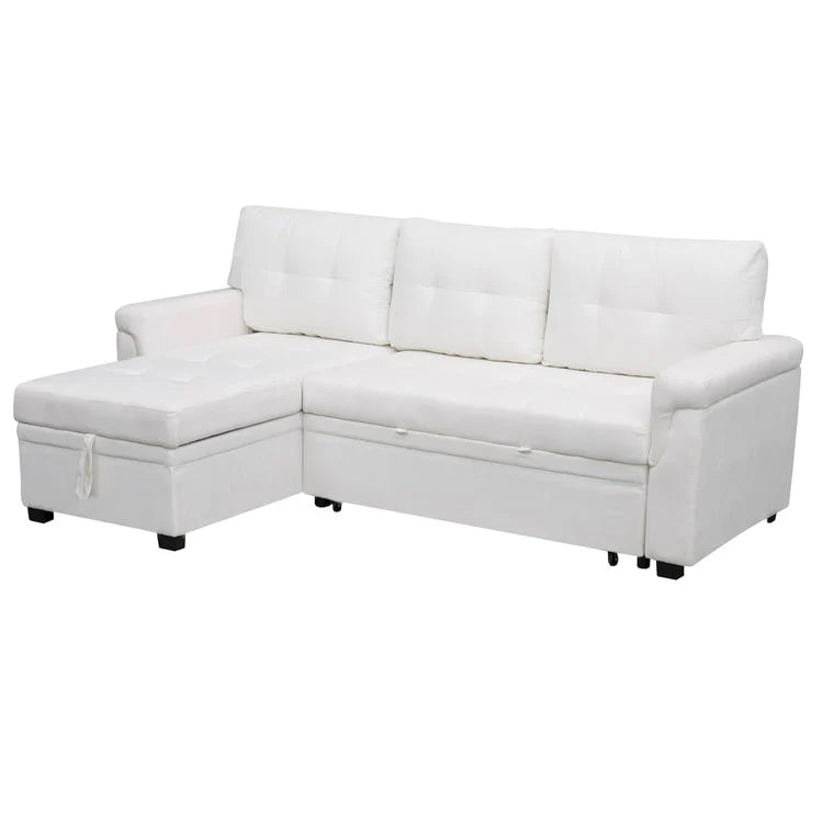 Reversible Sectional Sofa with Pull-Out Sleeper Bed, Hidden Storage Chaise, Durable Legs