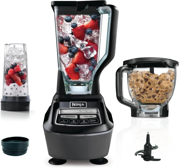 Ninja Blender, Mega Kitchen System, 1500W, 4 Functions for Smoothies, Processing, Dough, Drinks & More, with 72 Blender Pitcher, 64 Processor Bowl