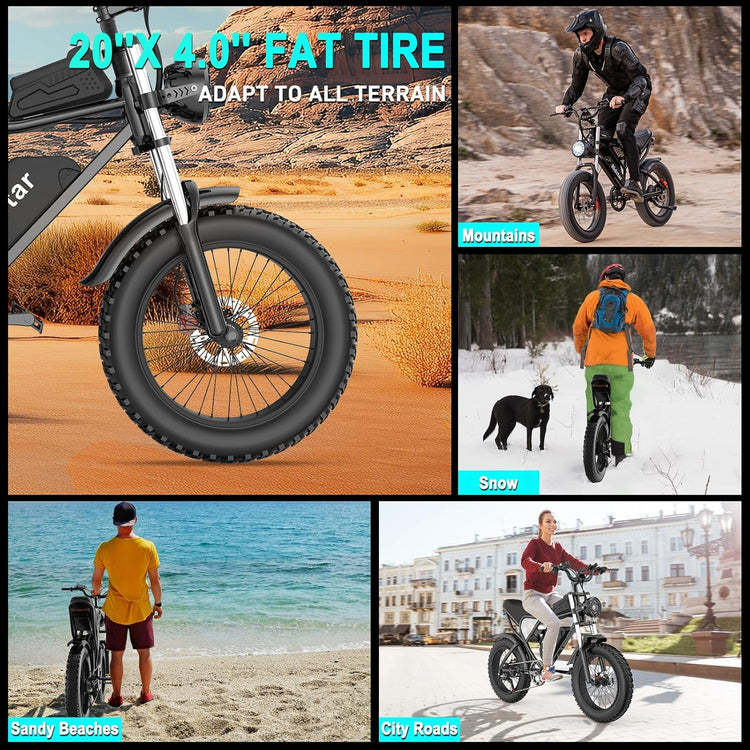 Electric Bike Q20,2000W, 37Mph, 20" Fat Tires