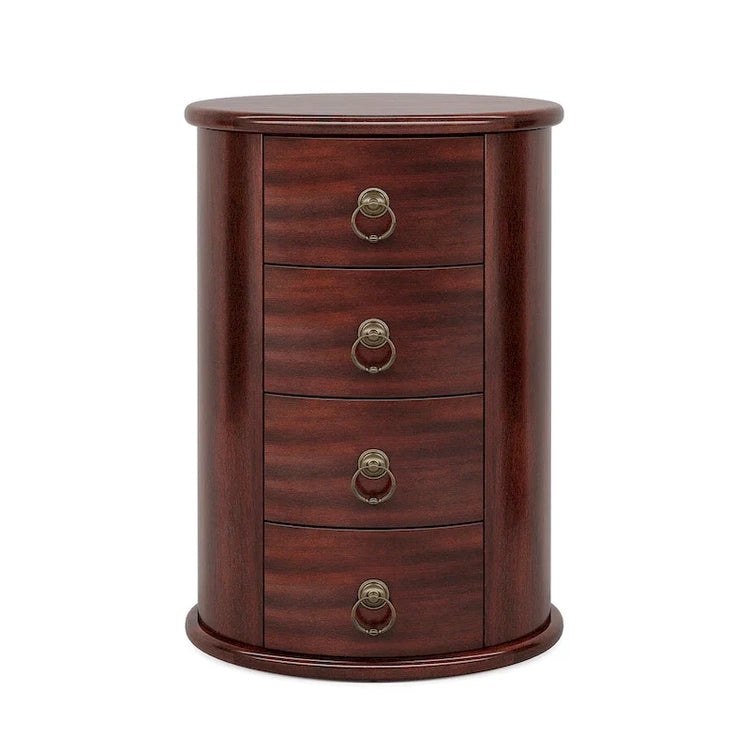 No Assembly Solid Wood End Table, Vintage Round Side Drawers Table