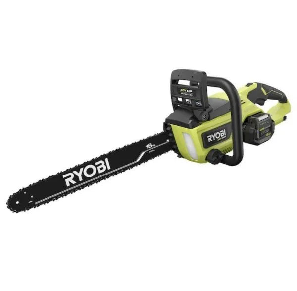 Ryobi 18'' 40V Cordless Chainsaw Kit with Battery & Charger, Green