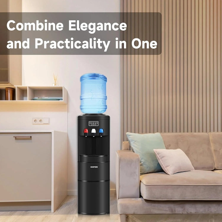 Icepure Water Dispenser with Ice Maker, 3-in-1 Hot and Cold Water Cooler with Built-in Bullet Ice Maker Machine, 26.5lbs/24H