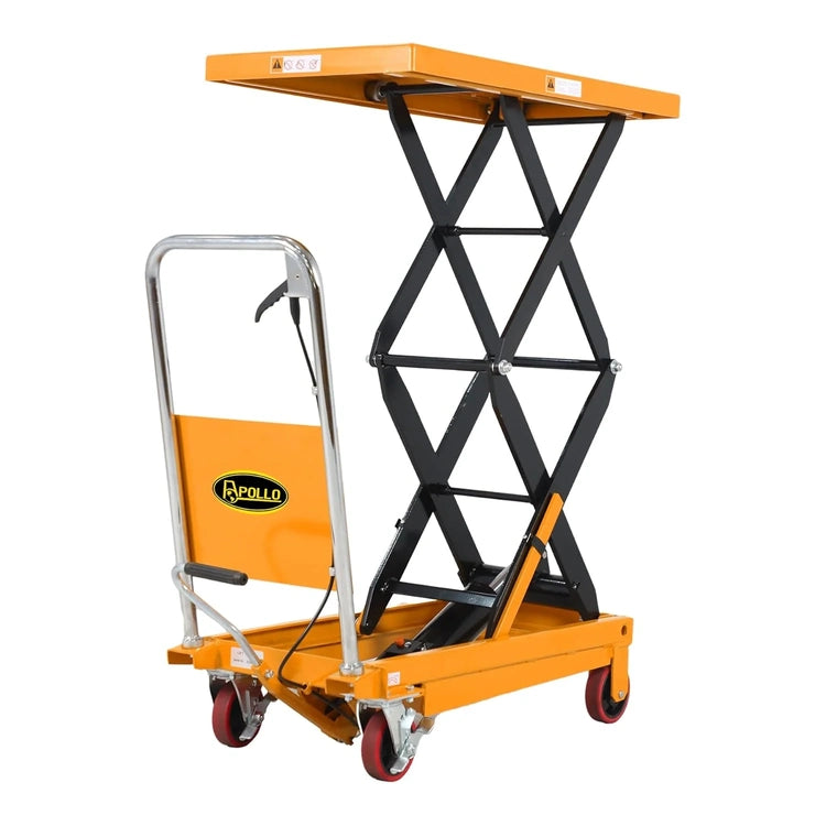 Hydraulic Lift Table Cart - 770 Lbs Capacity, 51" Max Height, Double Scissor Lift with Safety Guard & 4 Wheels