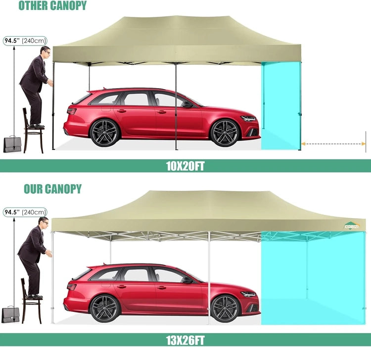 Cobizi 10x20 Heavy Duty Pop up Canopy Tent with 6 Sidewalls Easy up Commercial Outdoor Canopy Wedding Party Tents