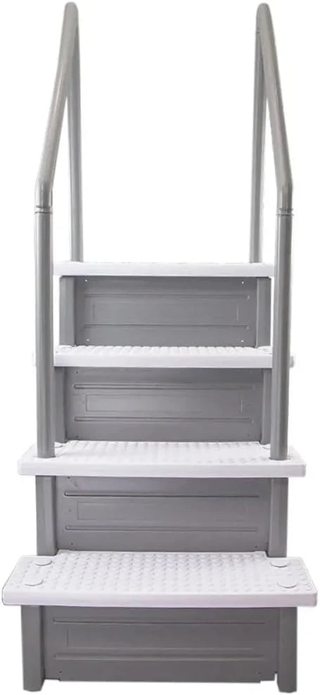 Select Anti-Slip in-Pool Steps, Gray, for Above Ground Swimming Pools, Can Mount to Decks 48" to 54" H, Safety Stairs Capacity up to 300 Lbs