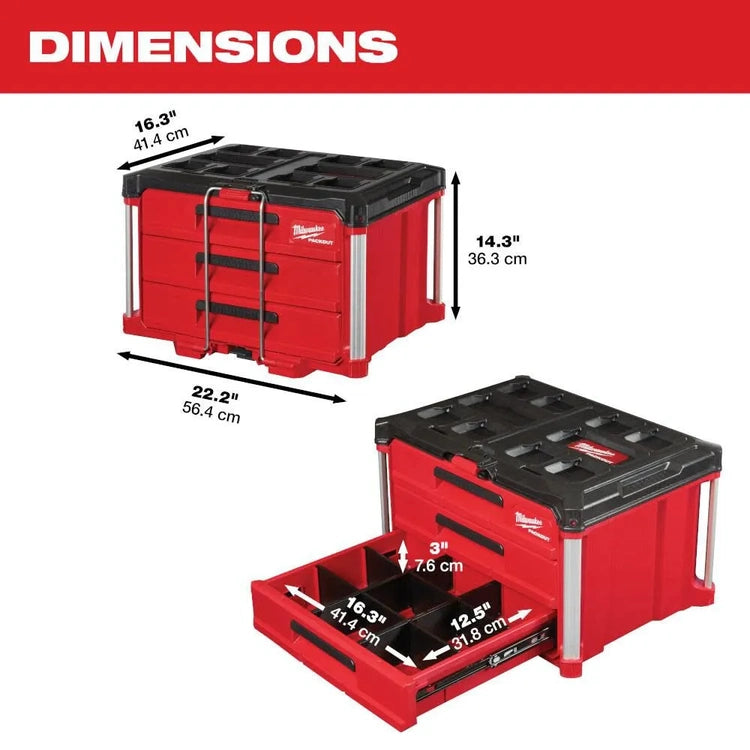 Mw Packout 3-Drawer Tool Box 48-22-8443