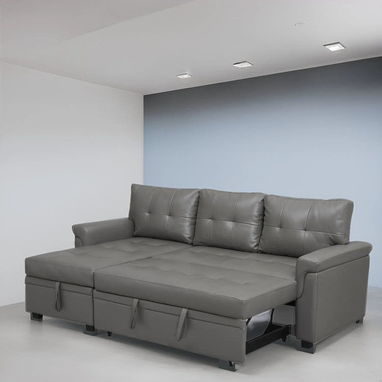 Reversible Sectional Sofa with Pull-Out Sleeper Bed, Hidden Storage Chaise, Durable Legs