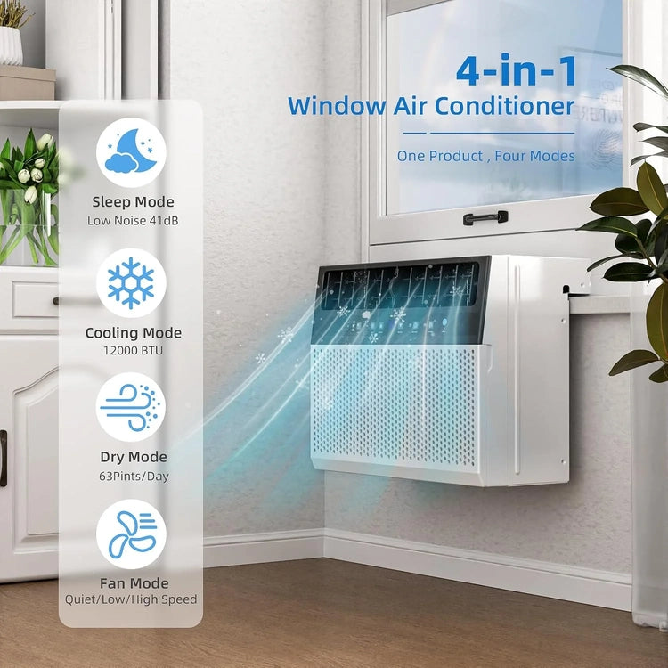 Antarctic Star 12,000 BTU U-Shaped Window Air Conditioner Unit Cools up to 550 Sq.Ft. with 6 Modes 24H Timer, Window AC Units