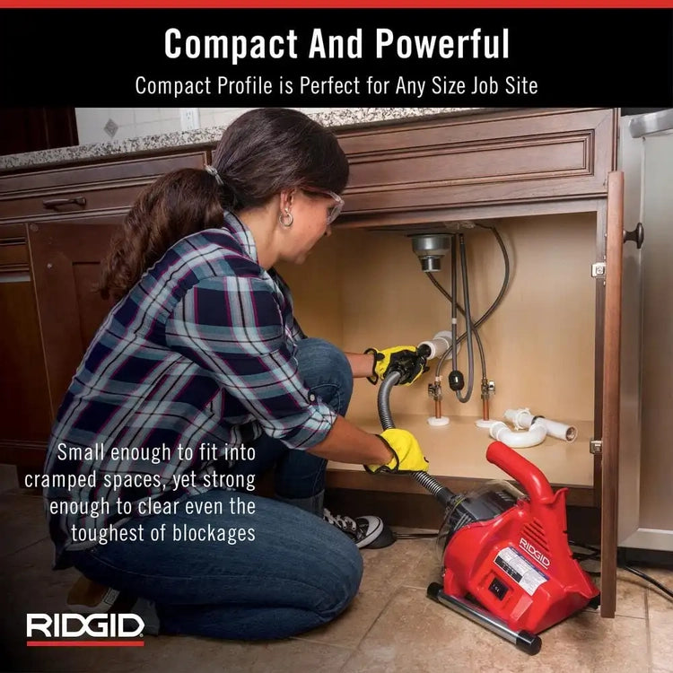 Ridgid Powerclear 120-Volt Drain Cleaning Snake Auger Machine for Heavy Duty Pipe Cleaning for Tubs, Showers, and Sinks 55808