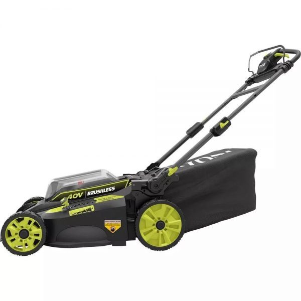 Ryobi 40V Brushless 20 In. Walk Behind Self-Propelled Mower/String Trimmer/Leaf Blower with (2) Batteries and (2) Chargers