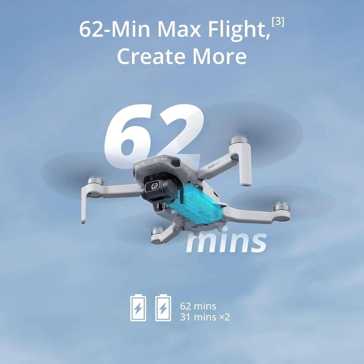 DJI Mini 4K, Drone with 4K UHD Camera for Adults, Under 249 G, 3-Axis Gimbal Stabilization, 10km Video Transmission, Auto Return, Wind Resistance