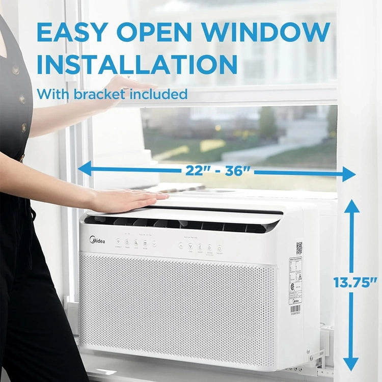 8,000 BTU U-Shaped Smart Inverter Air Conditioner - Cools up to 350 Sq. Ft., with Open Window Flexibility, Compatible with Alexa