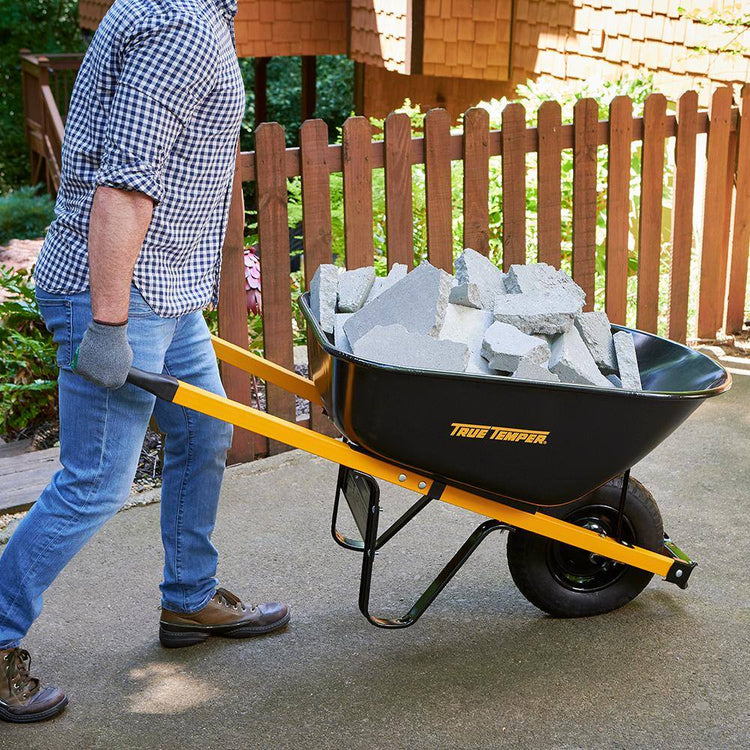 True Temper R6STFFEC 6 Cu. Ft.. Barrow in a Box Steel Wheelbarrow with Never Flat Tire and Steel Handles