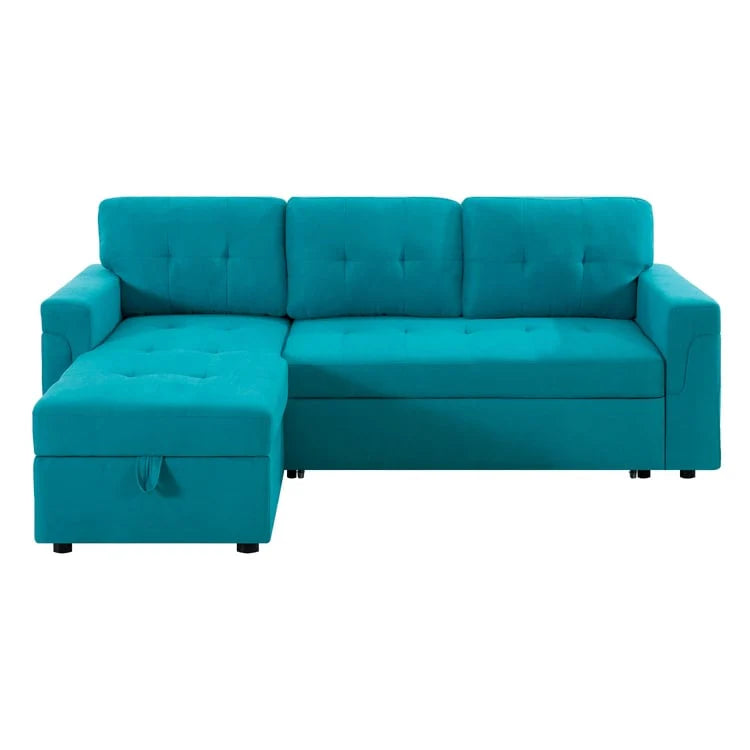 Reversible Sectional Sofa with Pull-Out Sleeper Bed, Hidden Storage Chaise, Durable Legs