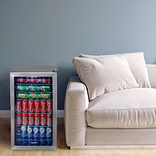 Newair Beverage Refrigerator Cooler, 126 Cans Free Standing with Right Hinge Glass Door