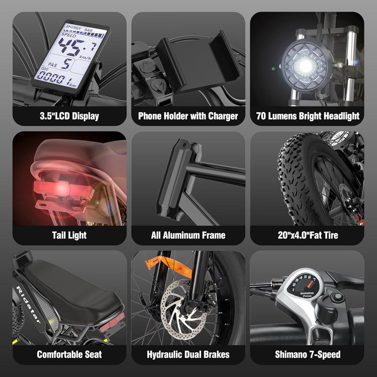 Electric Bike Q20,2000W, 37Mph, 20" Fat Tires