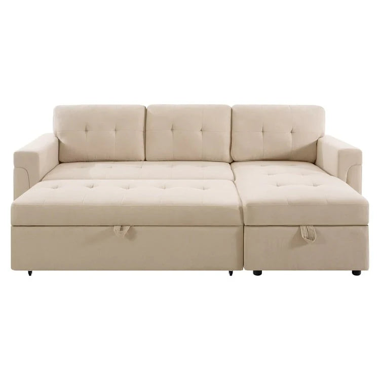 Reversible Sectional Sofa with Pull-Out Sleeper Bed, Hidden Storage Chaise, Durable Legs