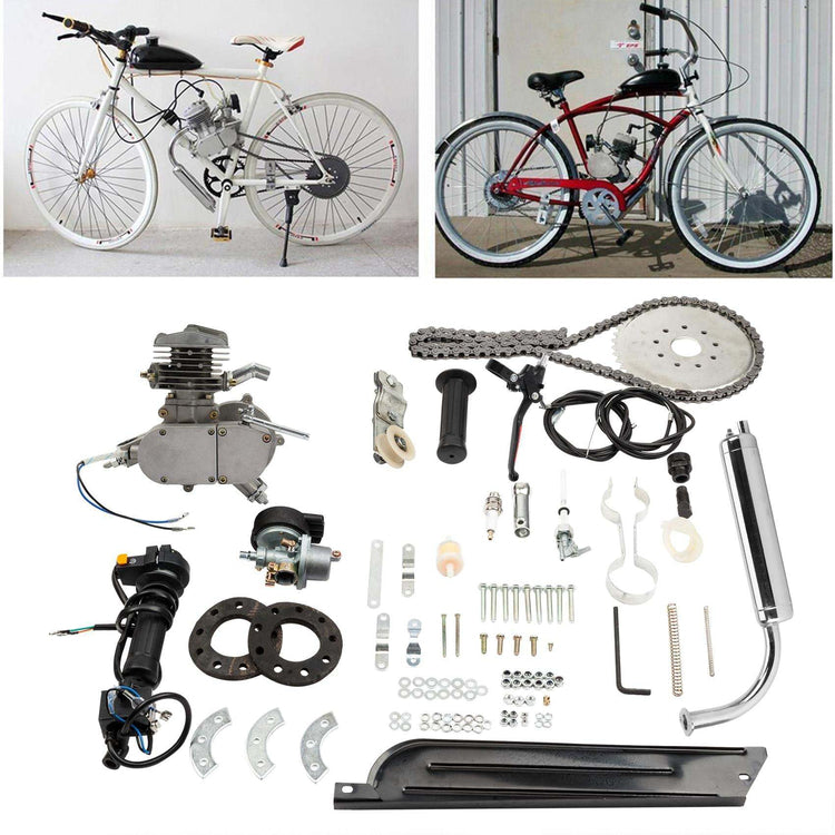 80cc 2-Stroke Engine Bike Motor Kit for 26'' Bicycles, Silver White