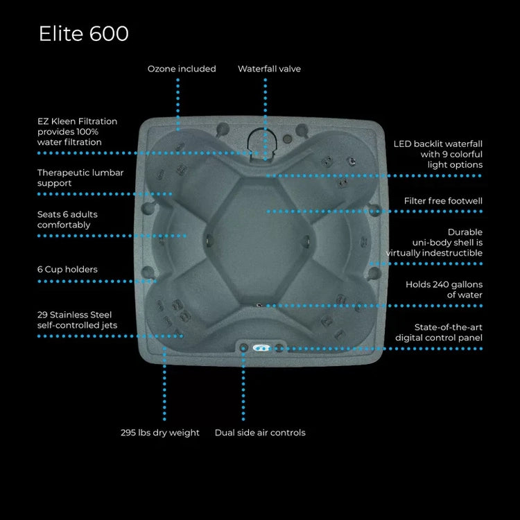 Aquarest Spas 6-Person Plug-and-Play Hot Tub - 29-Jet Square Design with Ozonator