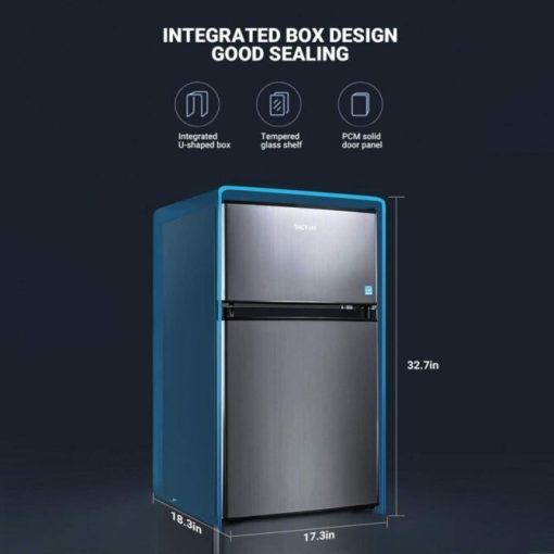 Compact 2-Door Mini Fridge with Freezer, 3.1 Cu. Ft., LED Light, Energy Efficient, Adjustable Temperature