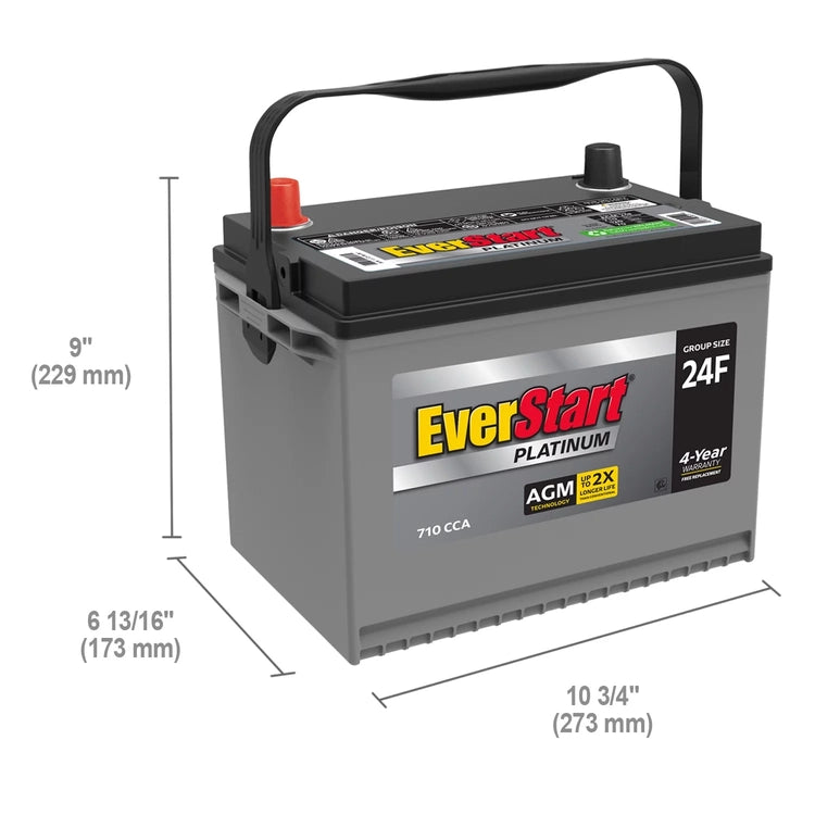 Everstart Platinum Agm Automotive Battery, Group Size 24F 12 Volt, 750 Cca - Madeinusa
