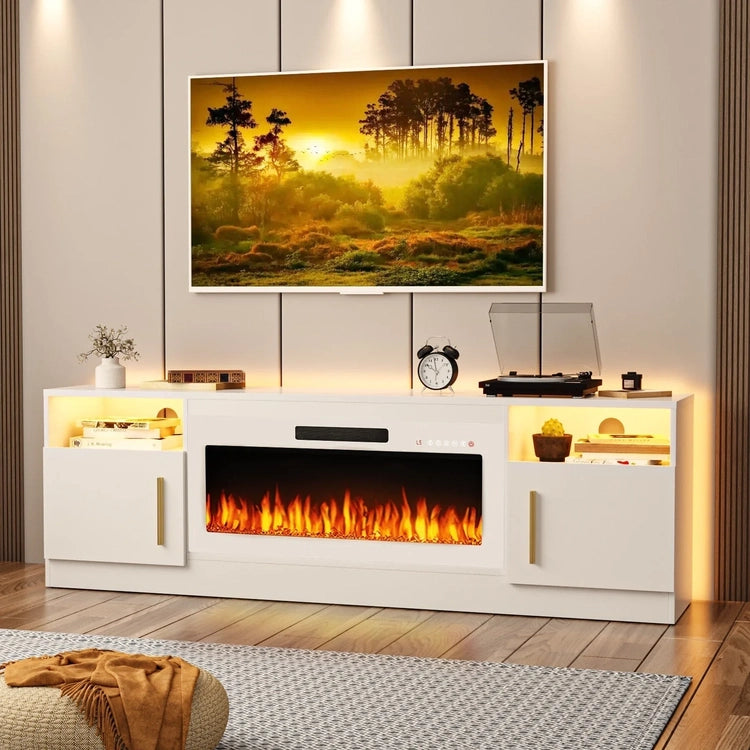 Bossin 70 Fireplace TV Stand with 36 Electric Fireplace, TV Stand for Tvs up to 80,16 Colors LED Lights/Entertainment Center