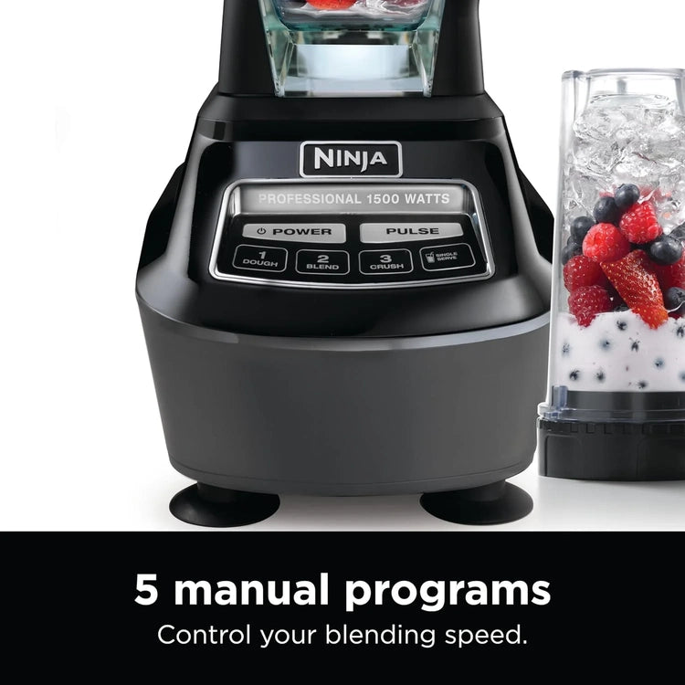 Ninja Blender, Mega Kitchen System, 1500W, 4 Functions for Smoothies, Processing, Dough, Drinks & More, with 72 Blender Pitcher, 64 Processor Bowl
