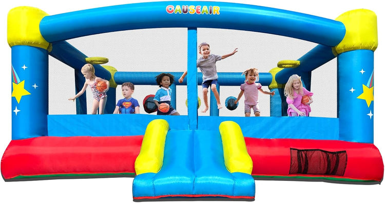 Big Inflatable Bounce House for Party Fun,15ft X 14.8ft, Double Basketball Hoop, Throw Ball Game, Reinforced PVC Bounce Floor