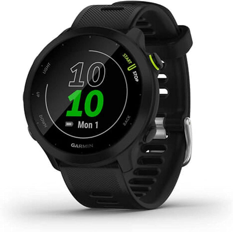Garmin Forerunner 55 GPS Running Smartwatch, Heart Rate Monitor, Pacepro, 2-Week Battery, Black
