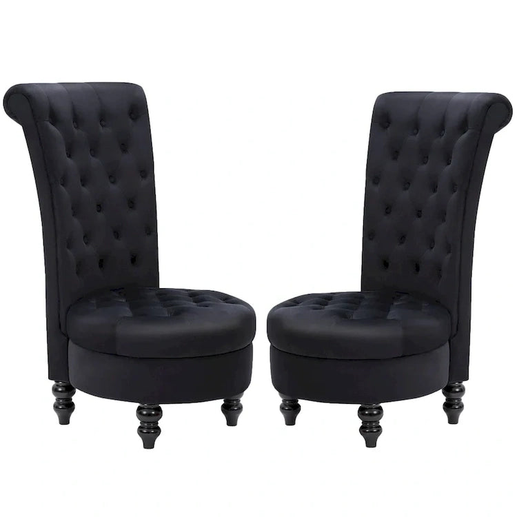 Avawing Set of 2 Throne Royal Chair Thick Padding and Rubberwood Legs