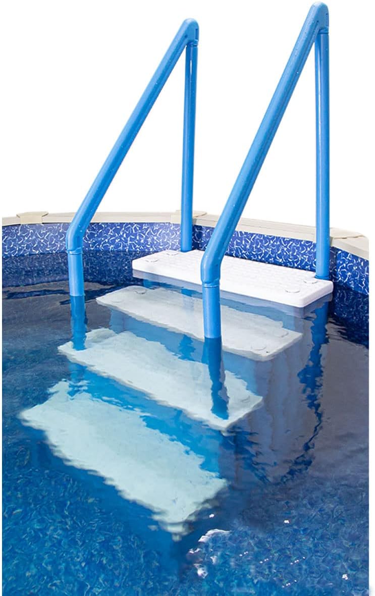 Select Anti-Slip in-Pool Steps, Gray, for Above Ground Swimming Pools, Can Mount to Decks 48" to 54" H, Safety Stairs Capacity up to 300 Lbs