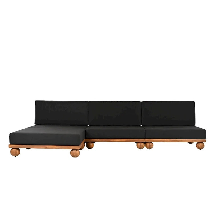 Scott Living Dulcie 4 Piece Outdoor Acacia Wood L Shape Setional Sofa with Removable Cushions