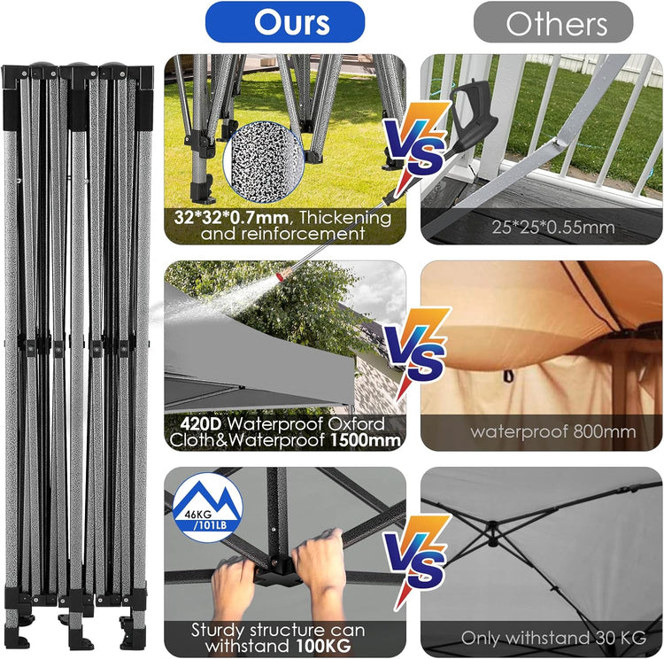 Cobizi 10x20 Heavy Duty Pop up Canopy Tent with 6 Sidewalls Easy up Commercial Outdoor Canopy Wedding Party Tents