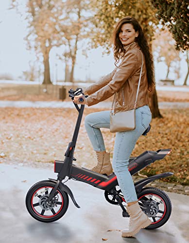 Sailnovo 14'' Electric Bicycle for Adults and Teenagers, Folding Electric Bike with Built-in Li-Ion Battery