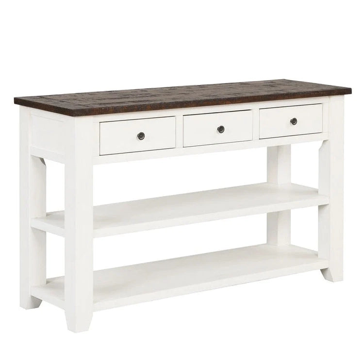 Wood Console Table with 3 Storage Drawers and 2 Shelves