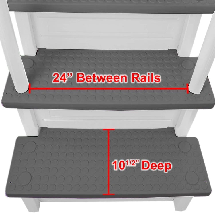 Select Anti-Slip in-Pool Steps, Gray, for Above Ground Swimming Pools, Can Mount to Decks 48" to 54" H, Safety Stairs Capacity up to 300 Lbs