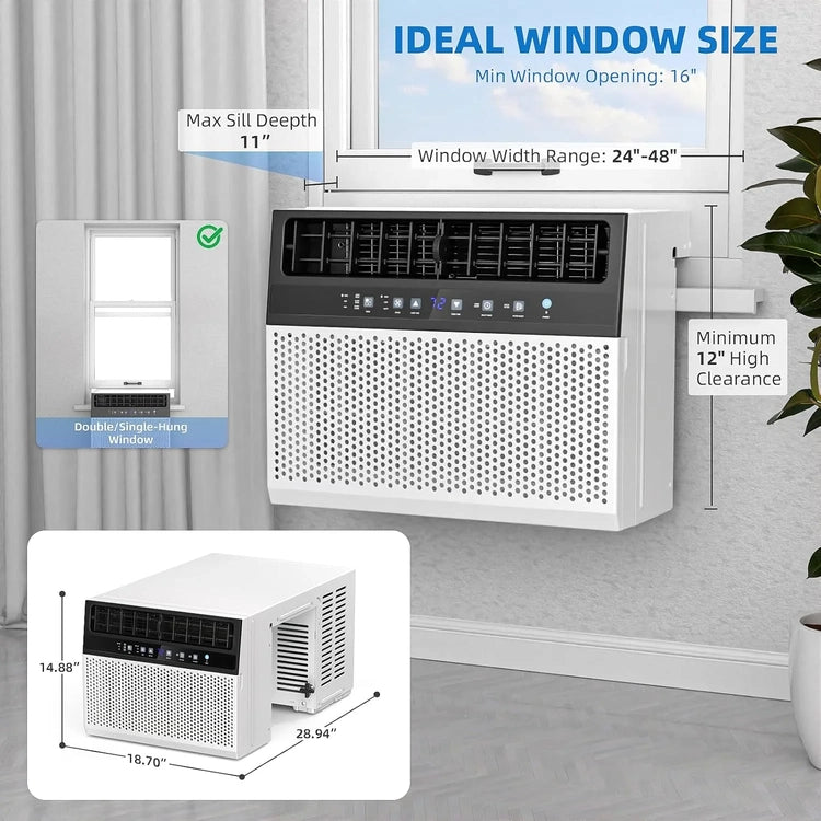 Antarctic Star 12,000 BTU U-Shaped Window Air Conditioner Unit Cools up to 550 Sq.Ft. with 6 Modes 24H Timer, Window AC Units