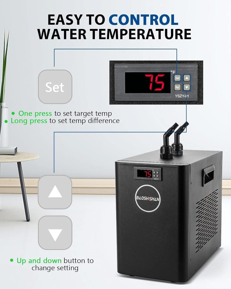 Aquarium Chiller 42gal 1/10 HP Water Cooler Fish Tank Chiller Special Quiet Design Refrigeration Compressor