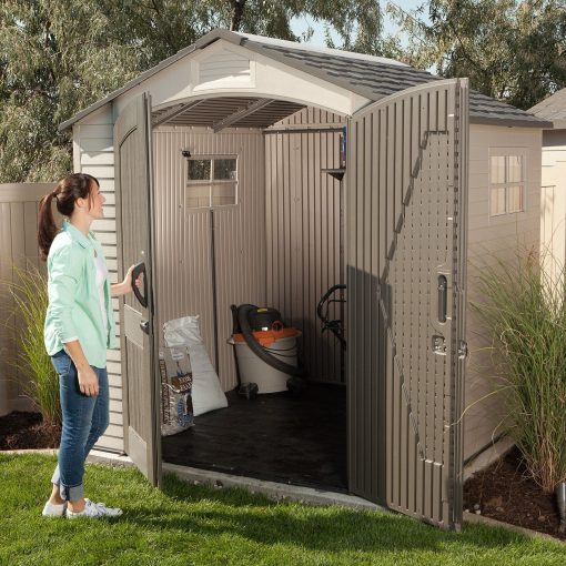 Lifetime 7x7 Ft UV-Protected Plastic Storage Shed with Skylight & Double Doors